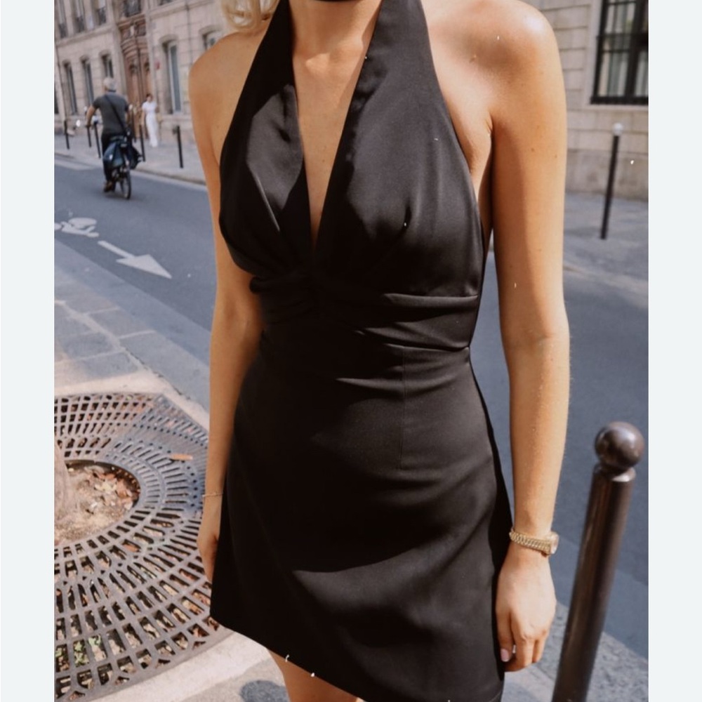 Odd Muse Elegant Black Halter Dress